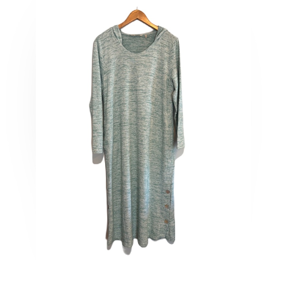 Soft Surrounds Lazy Day Lounge Hooded Maxi Dress in Marled Green Size PXL